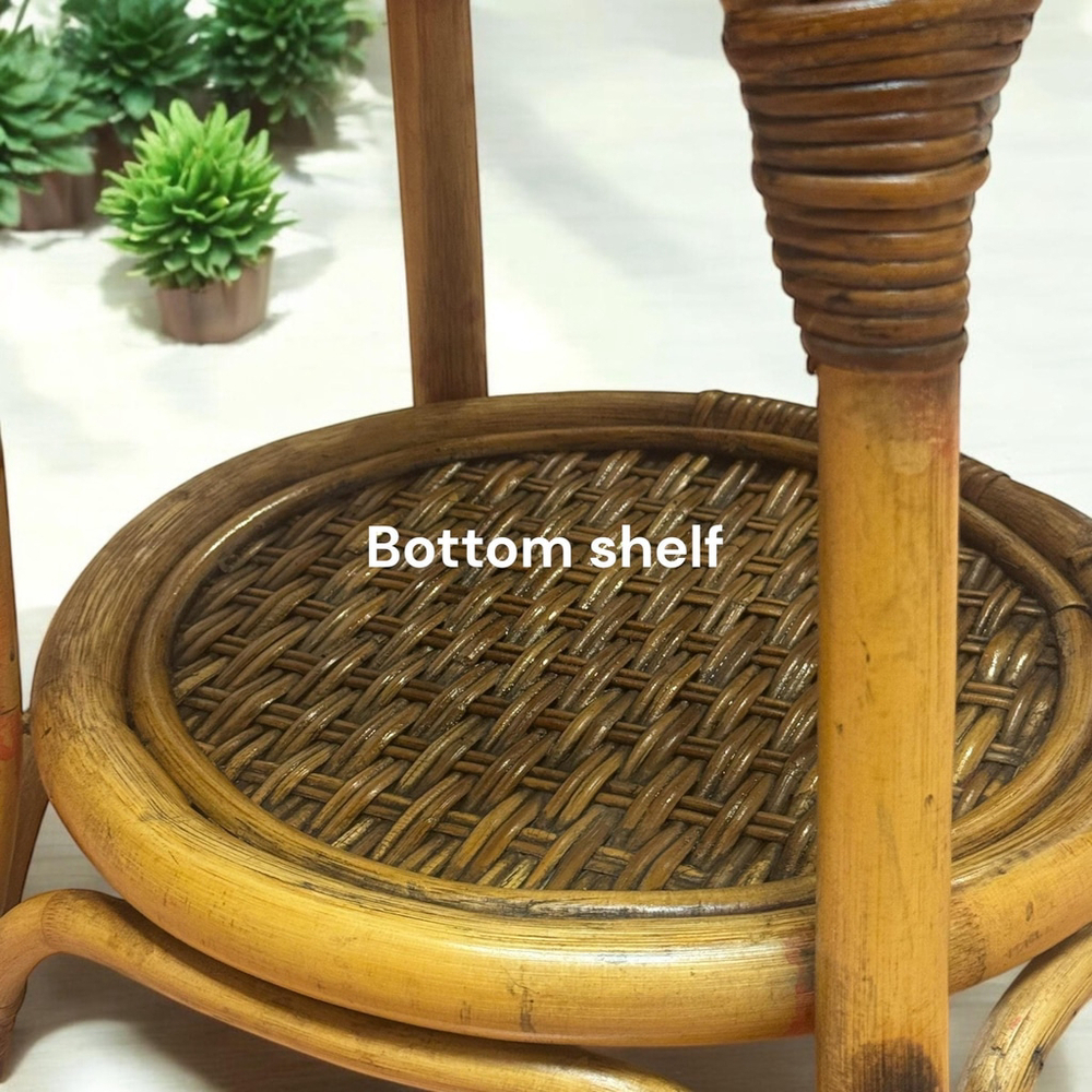 Vintage MCM Rattan and Bamboo side table BOHO Authentic Vintage MCM Home Decor - Picture 3 of 10